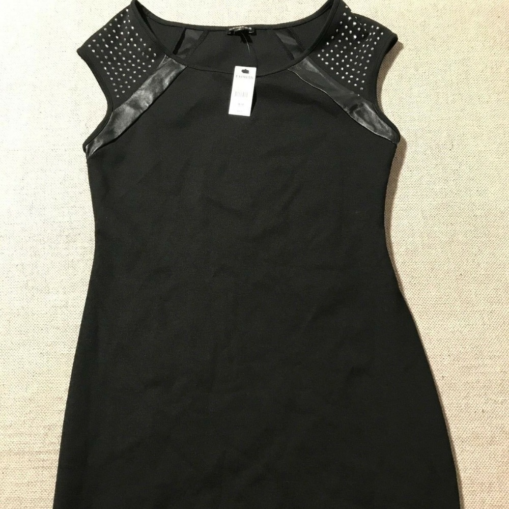 EXPRESS Sleeveless Bodycon Dress Leather Trim M